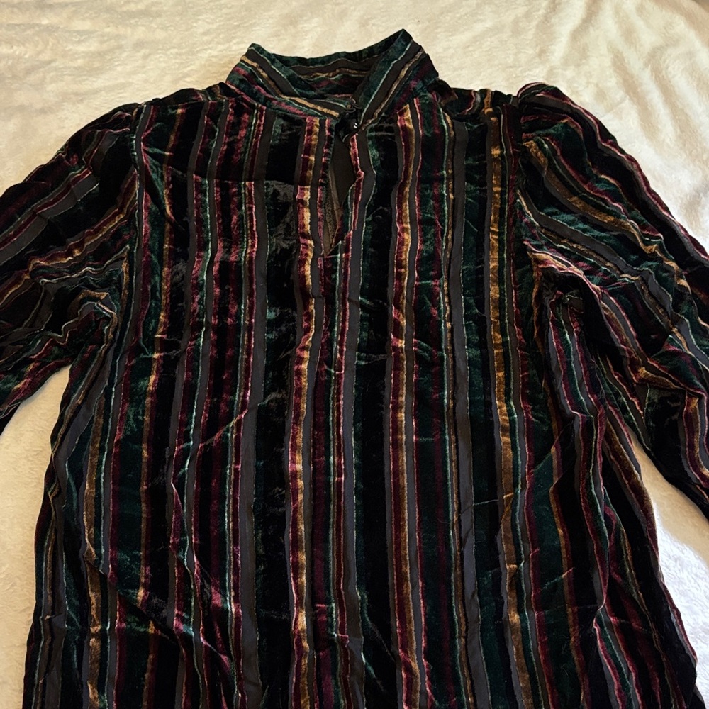 Elegant Multicolor Striped Velvet Blouse
